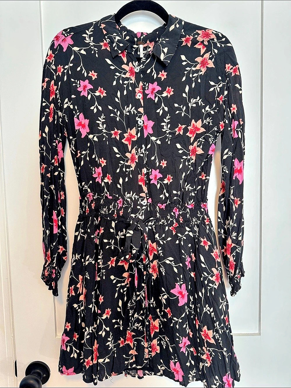 Free People Lighten Up Mini Dress Black & Pink Size Small